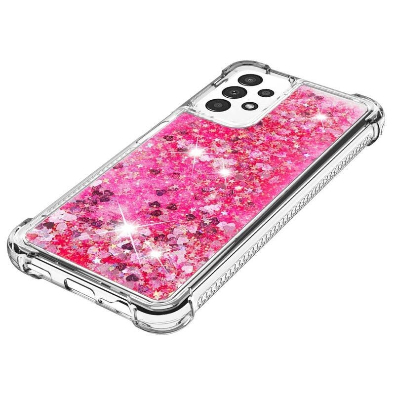 Glitter zselés homokóra hüvely Samsung Galaxy A13 4G - rózsaszín/szívek