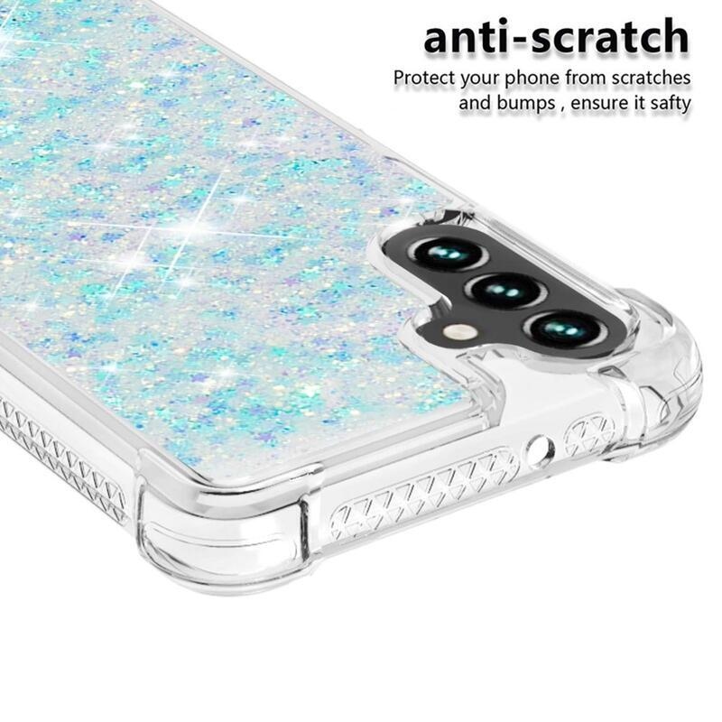 Glitter zselés homokóra tok Samsung Galaxy A13 5G/Galaxy A04s (164,7 x 76,7 x 9,1 mm) - kék/csillagok