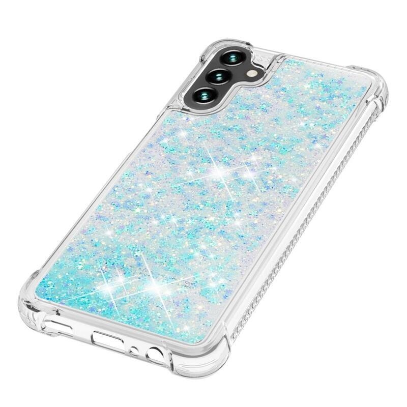 Glitter zselés homokóra tok Samsung Galaxy A13 5G/Galaxy A04s (164,7 x 76,7 x 9,1 mm) - kék/csillagok