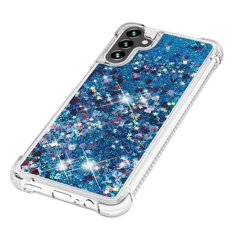 Glitter zselés homokóra tok Samsung Galaxy A13 5G/Galaxy A04s (164,7 x 76,7 x 9,1 mm) - kék/szív