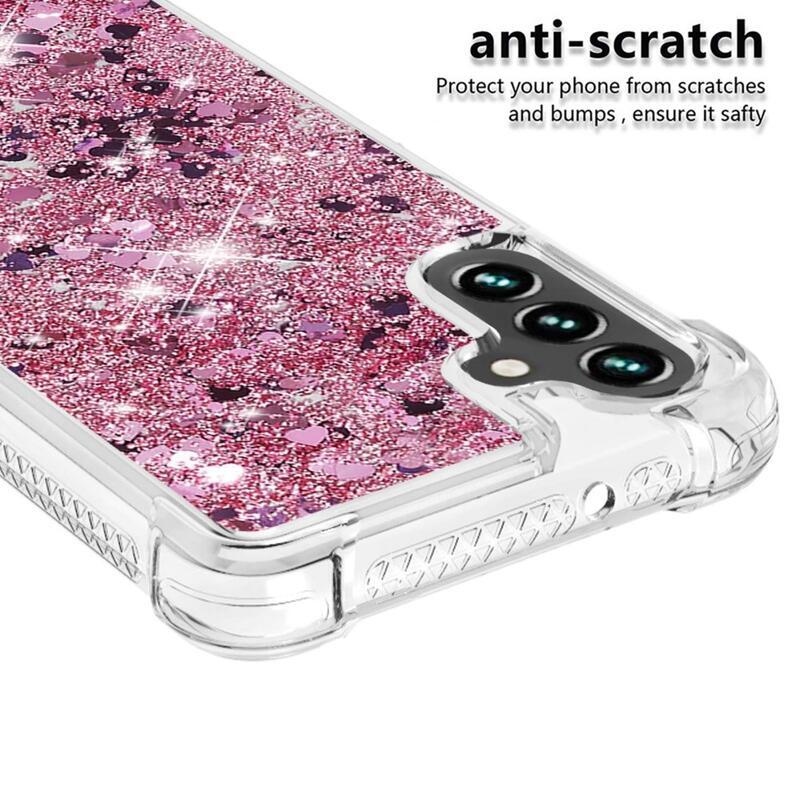 Glitter zselés homokóra tok Samsung Galaxy A13 5G/Galaxy A04s (164,7 x 76,7 x 9,1 mm) - rózsaarany/szívecske