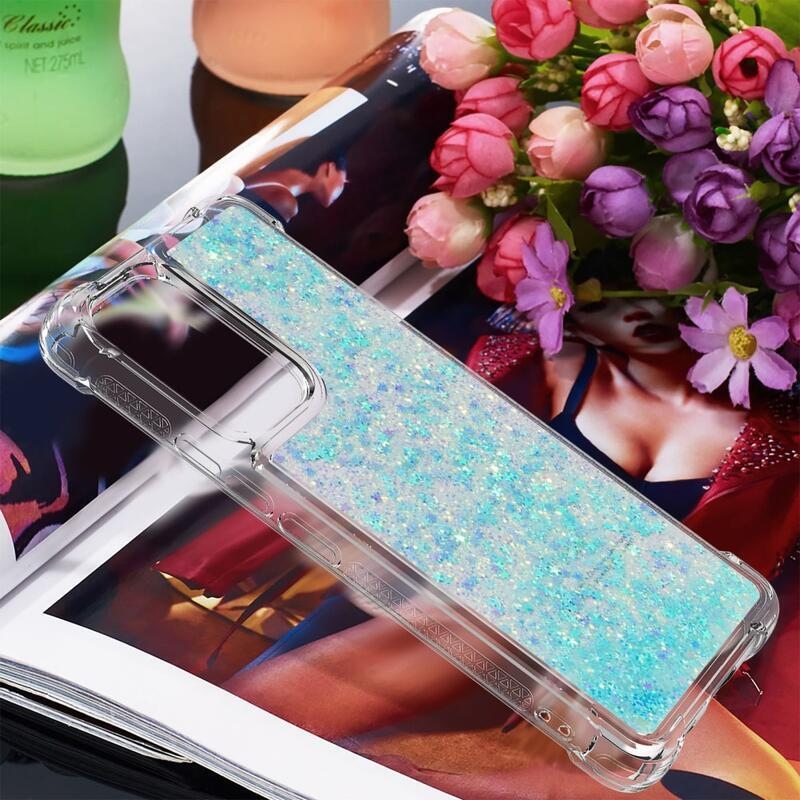 Glitter zselés homokóra hüvely Samsung Galaxy A53 5G - kék / csillagok