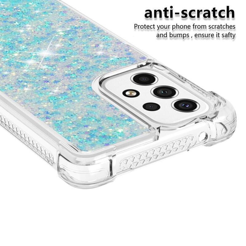 Glitter zselés homokóra hüvely Samsung Galaxy A53 5G - kék / csillagok
