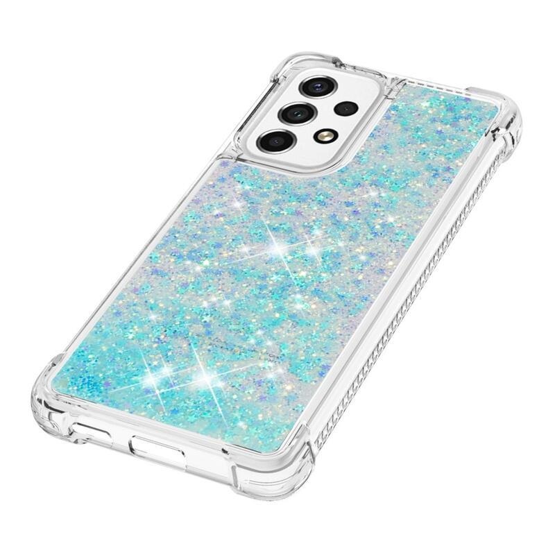 Glitter zselés homokóra hüvely Samsung Galaxy A53 5G - kék / csillagok