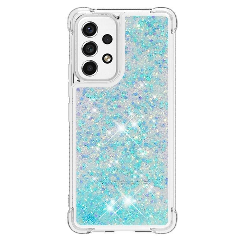 Glitter zselés homokóra hüvely Samsung Galaxy A53 5G - kék / csillagok