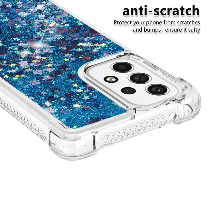 Glitter zselés homokóra hüvely Samsung Galaxy A53 5G - kék/szív