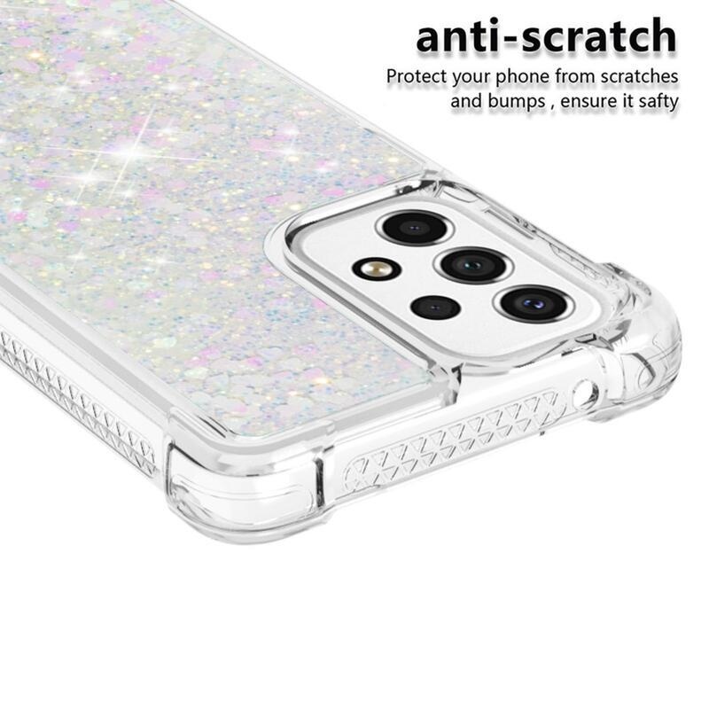 Glitter zselés homokóra hüvely Samsung Galaxy A53 5G - rózsaszín/ezüst/szív