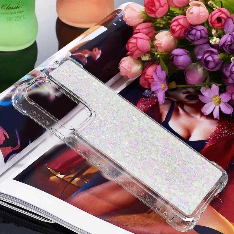 Glitter zselés homokóra hüvely Samsung Galaxy A53 5G - rózsaszín/ezüst/szív