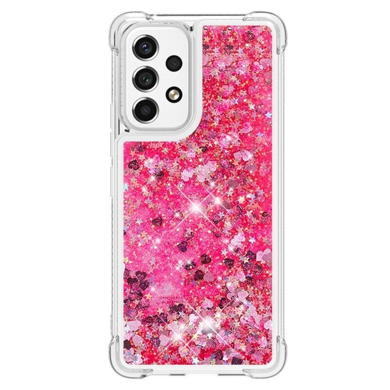 Glitter zselés homokóra hüvely Samsung Galaxy A53 5G - rózsaszín/szív