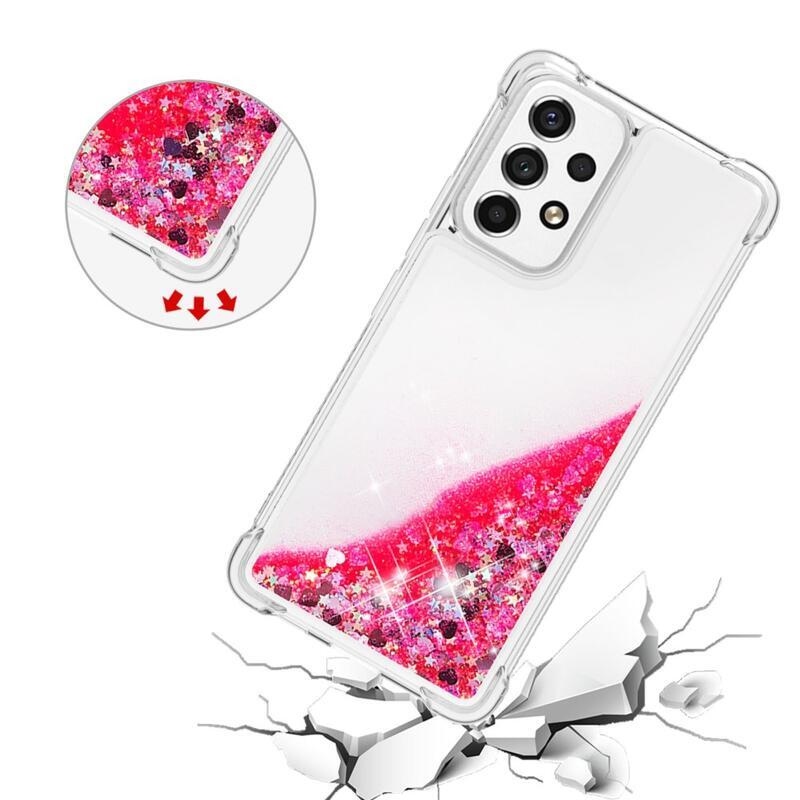 Glitter zselés homokóra hüvely Samsung Galaxy A53 5G - rózsaszín/szív