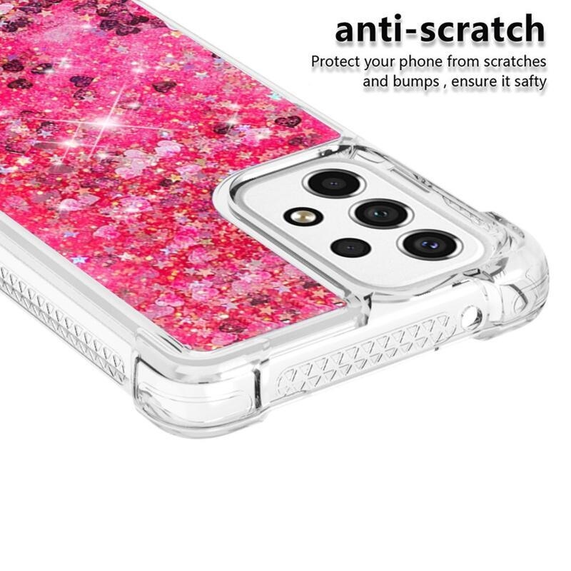 Glitter zselés homokóra hüvely Samsung Galaxy A53 5G - rózsaszín/szív