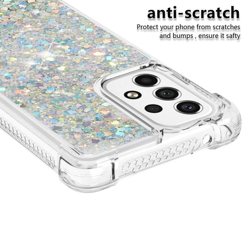 Glitter zselés homokóra hüvely Samsung Galaxy A53 5G - ezüst/szív
