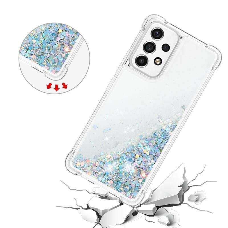 Glitter zselés homokóra hüvely Samsung Galaxy A53 5G - ezüst/szív