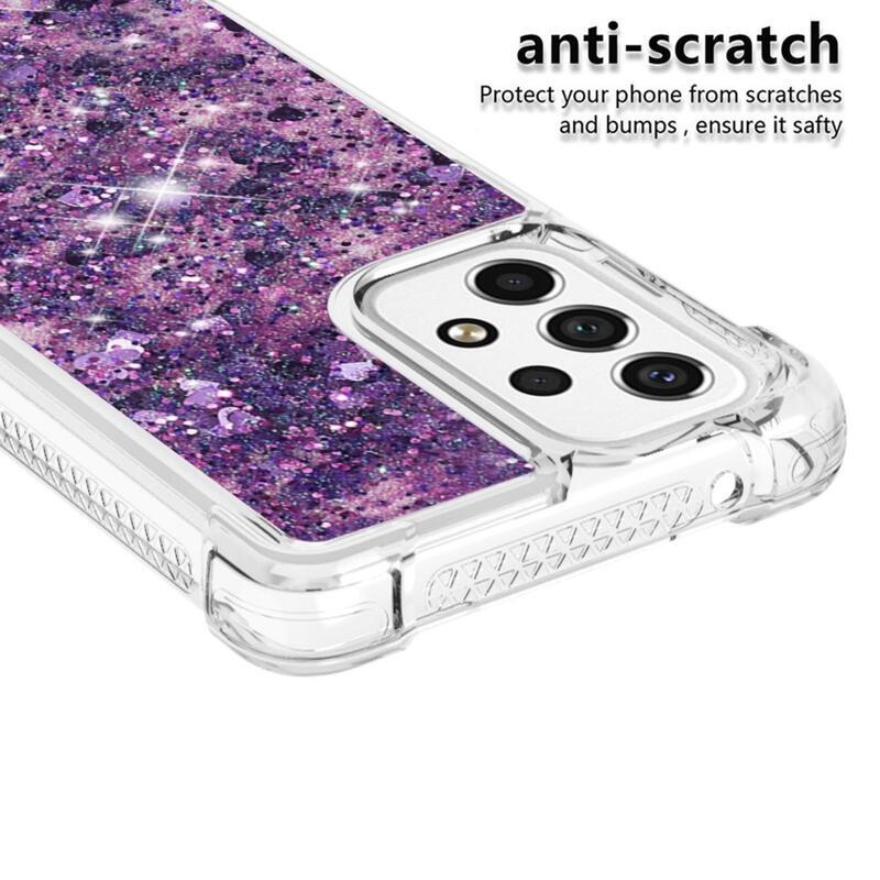 Glitter zselés homokóra tok Samsung Galaxy A53 5G - sötétlila/szív