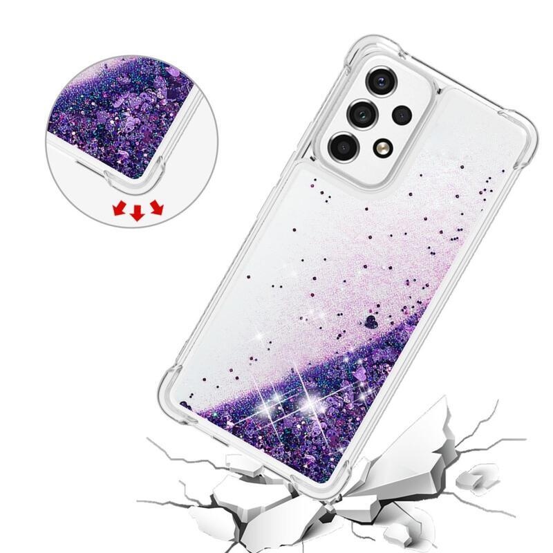 Glitter zselés homokóra tok Samsung Galaxy A53 5G - sötétlila/szív
