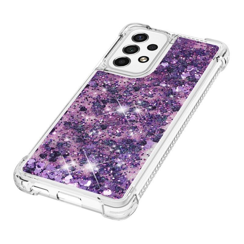 Glitter zselés homokóra tok Samsung Galaxy A53 5G - sötétlila/szív