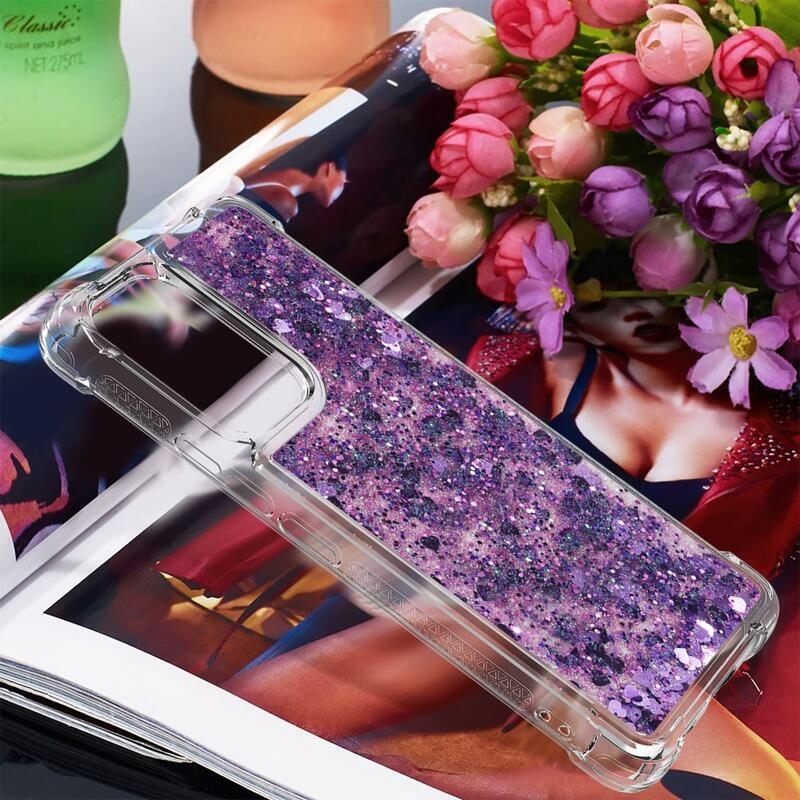 Glitter zselés homokóra tok Samsung Galaxy A53 5G - sötétlila/szív