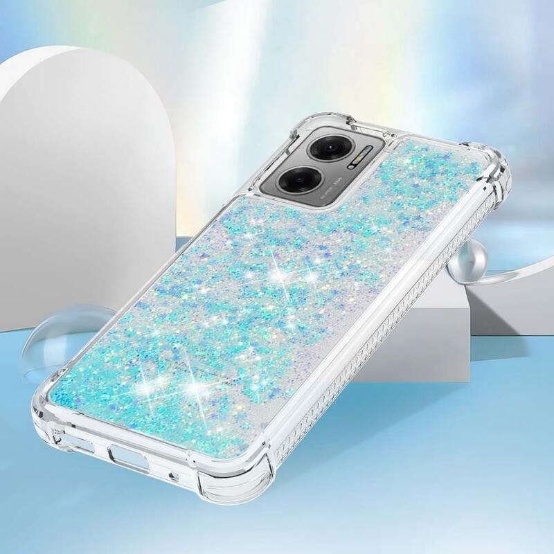 Glitter zselés homokóra tok Xiaomi Redmi 10 5G - kék / csillagok