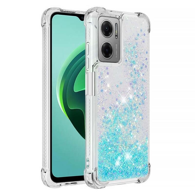 Glitter zselés homokóra tok Xiaomi Redmi 10 5G - kék / csillagok