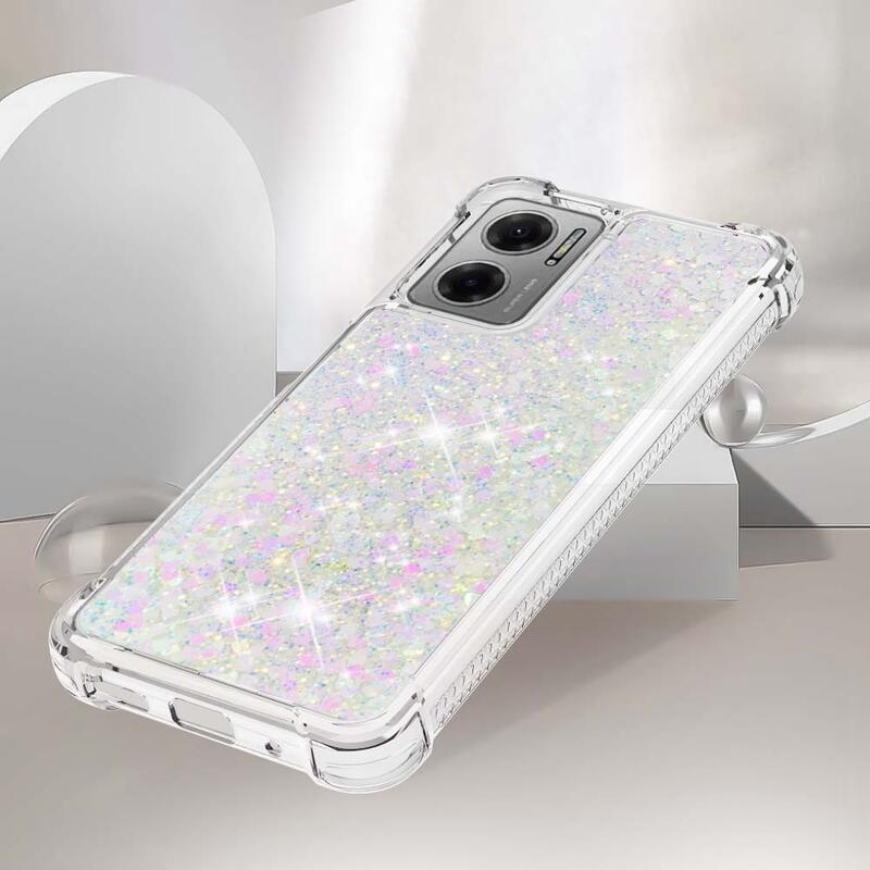 Glitter zselés homokóra tok Xiaomi Redmi 10 5G - rózsaszín/ezüst/szívecske