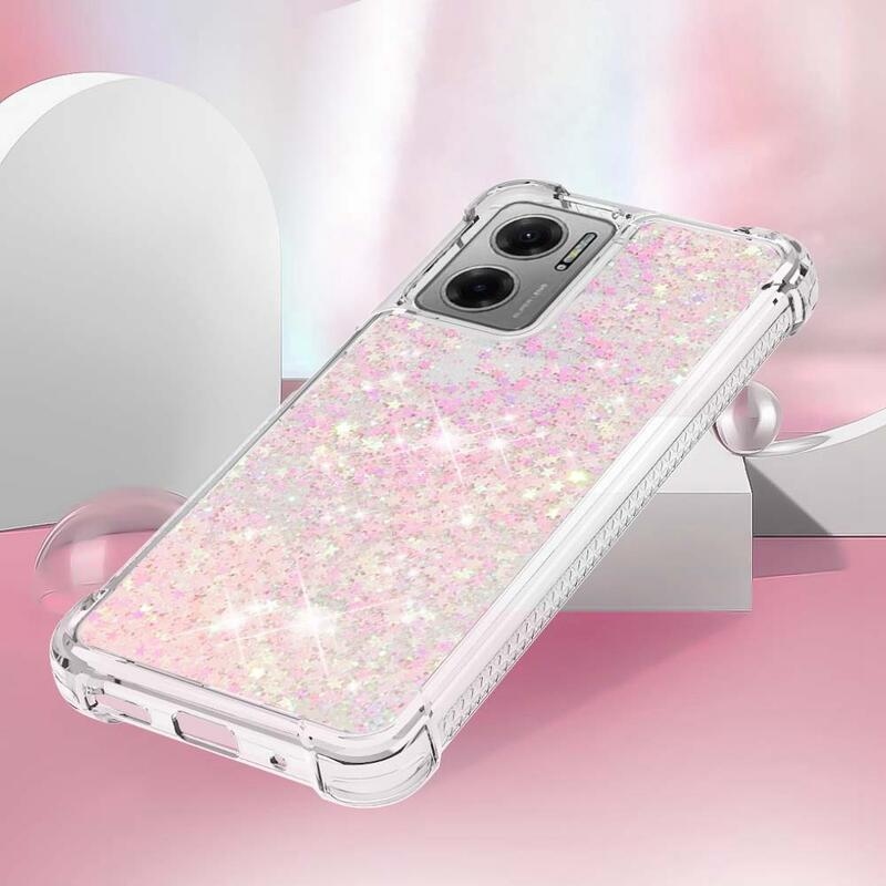 Glitter zselés homokóra tok Xiaomi Redmi 10 5G - rózsaszín / csillagok