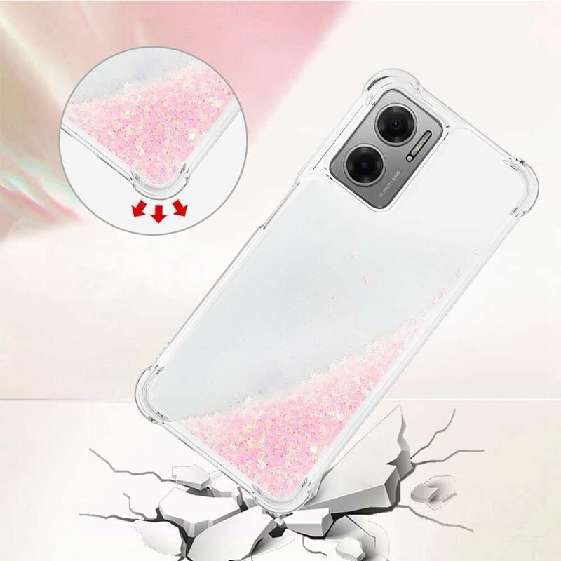 Glitter zselés homokóra tok Xiaomi Redmi 10 5G - rózsaszín / csillagok