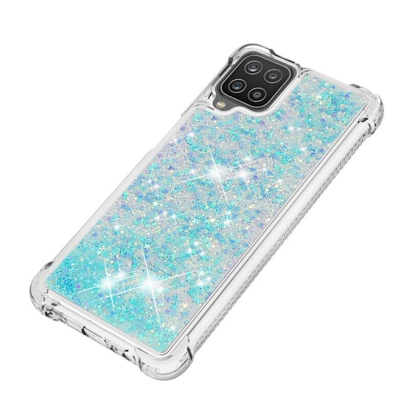 Glitter homokóra zselés tok Samsung Galaxy A12/M12 - kék/csillagok