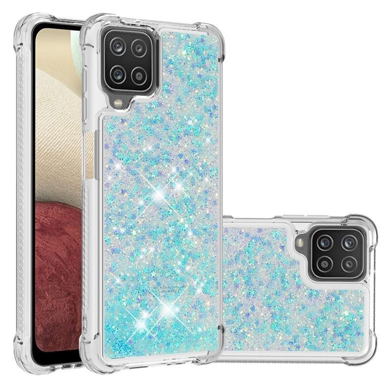 Glitter homokóra zselés tok Samsung Galaxy A12/M12 - kék/csillagok