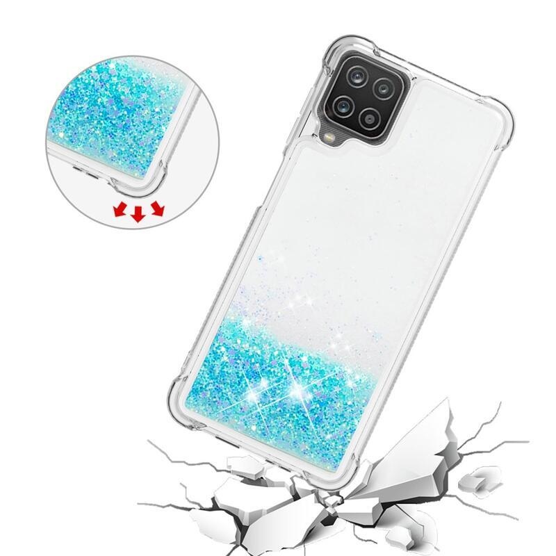 Glitter homokóra zselés tok Samsung Galaxy A12/M12 - kék/csillagok