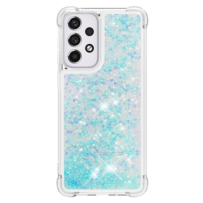 Glitter homokóra zselés tok Samsung Galaxy A33 5G - kék / csillagok