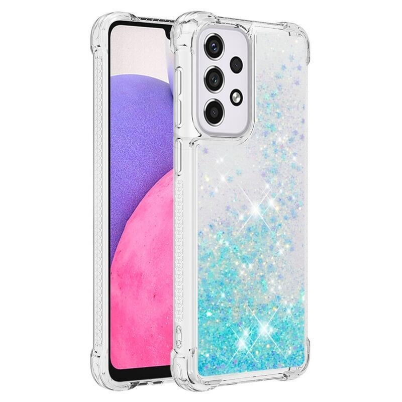 Glitter homokóra zselés tok Samsung Galaxy A33 5G - kék / csillagok