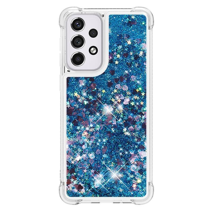 Glitter homokóra zselés tok Samsung Galaxy A33 5G - kék/szív