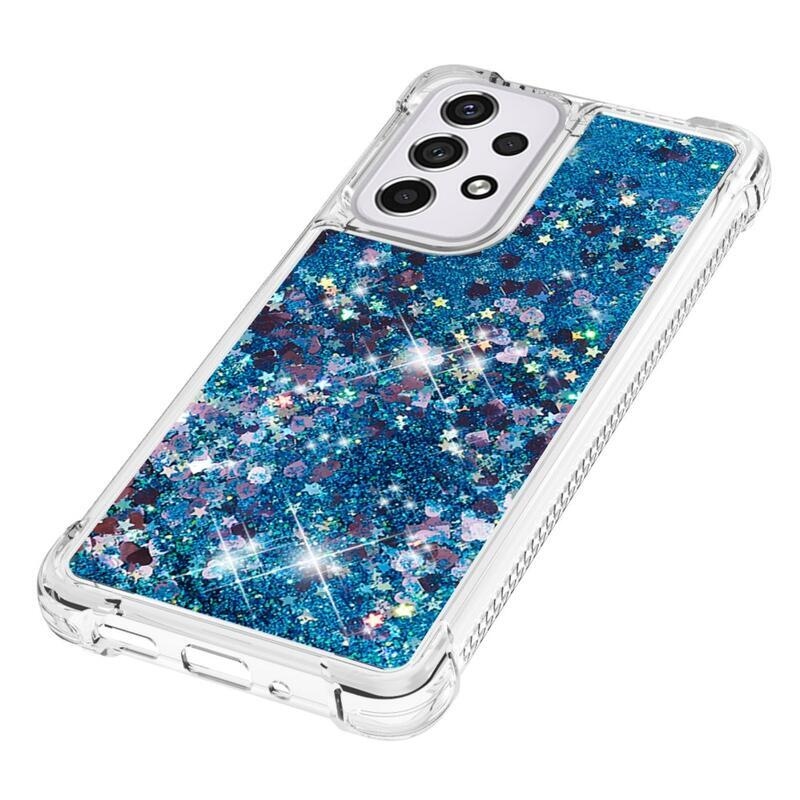 Glitter homokóra zselés tok Samsung Galaxy A33 5G - kék/szív