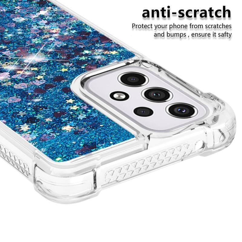 Glitter homokóra zselés tok Samsung Galaxy A33 5G - kék/szív