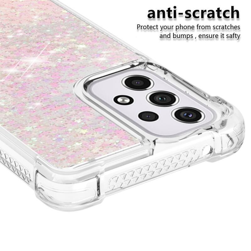 Glitter homokóra zselés tok Samsung Galaxy A33 5G - rózsaszín / csillagok