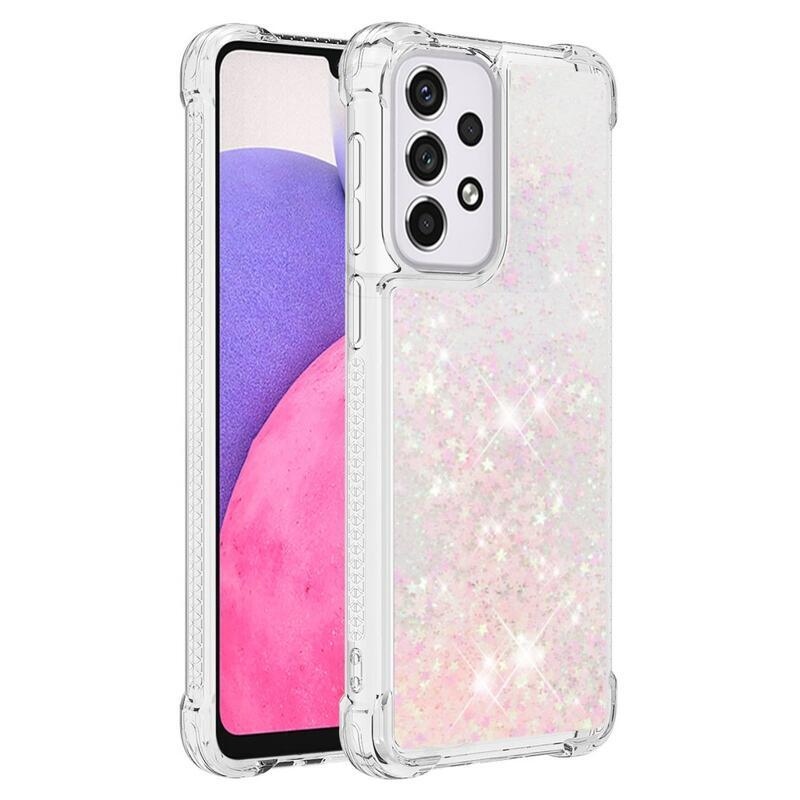 Glitter homokóra zselés tok Samsung Galaxy A33 5G - rózsaszín / csillagok