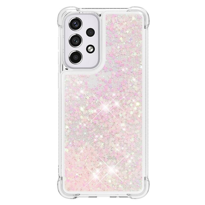 Glitter homokóra zselés tok Samsung Galaxy A33 5G - rózsaszín / csillagok