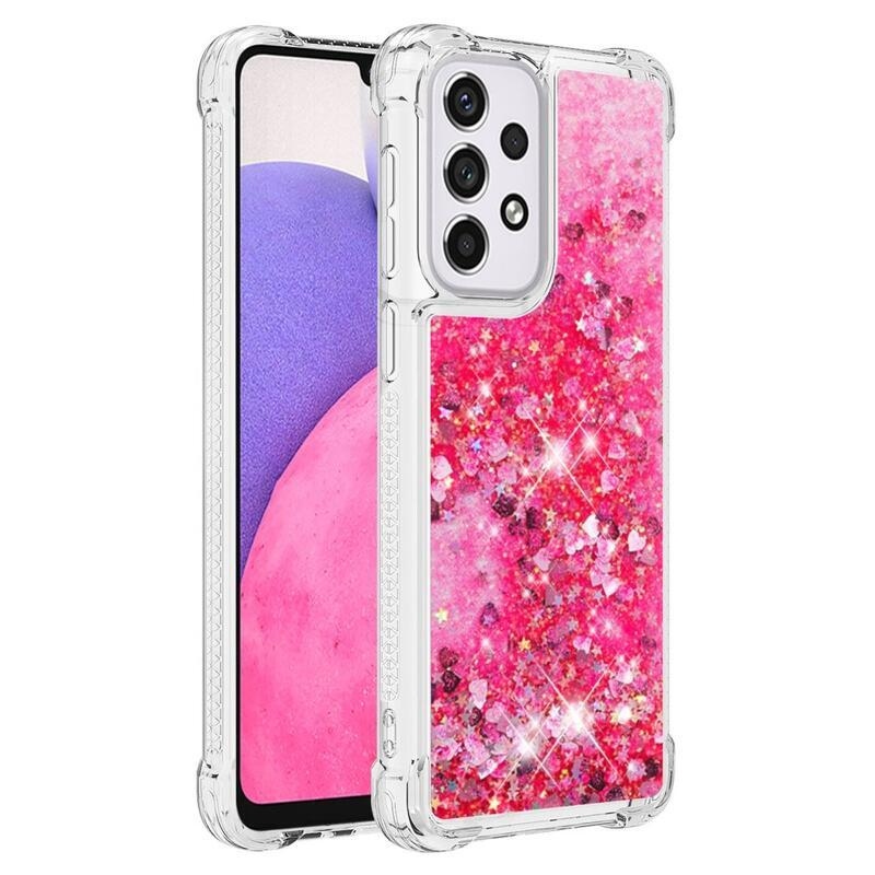 Glitter homokóra zselés tok Samsung Galaxy A33 5G - rózsaszín/szív