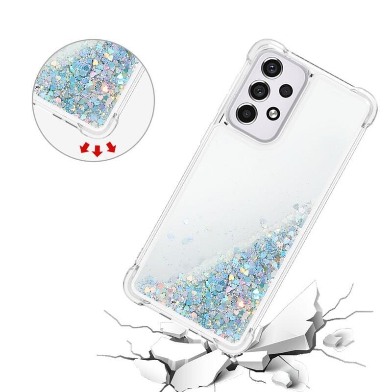 Csillogó homokóra zselés tok Samsung Galaxy A33 5G - ezüst/szív