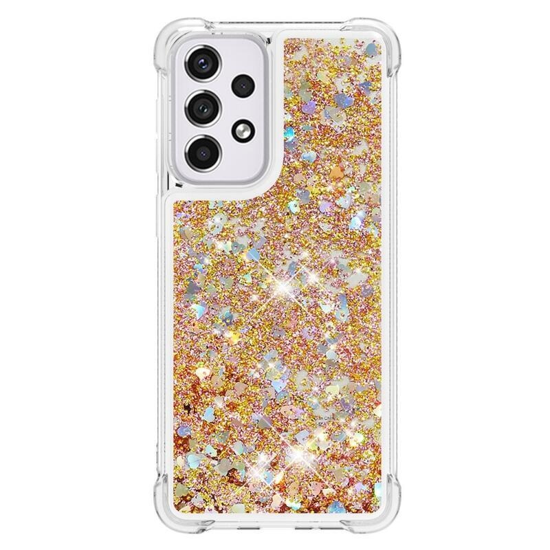 Glitter homokóra zselés tok Samsung Galaxy A33 5G - arany/szív
