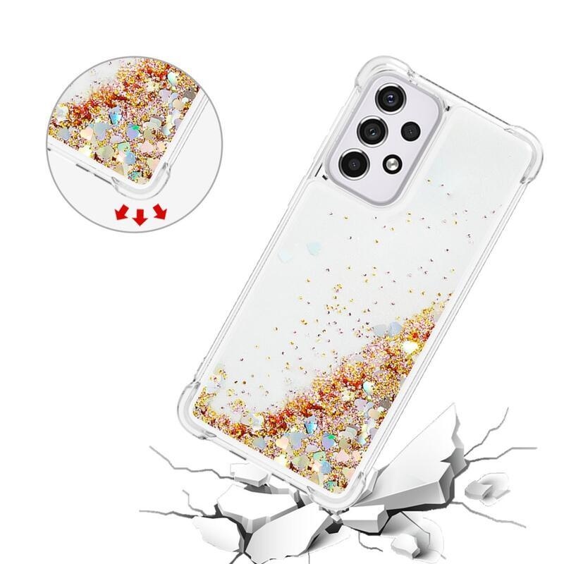 Glitter homokóra zselés tok Samsung Galaxy A33 5G - arany/szív