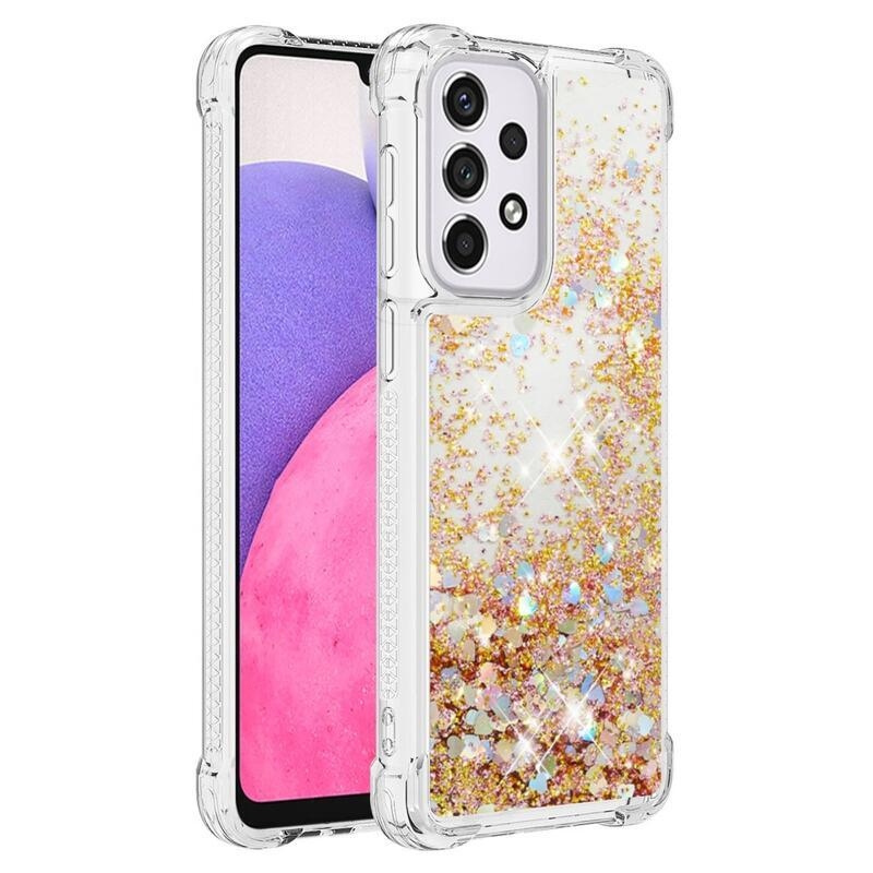 Glitter homokóra zselés tok Samsung Galaxy A33 5G - arany/szív