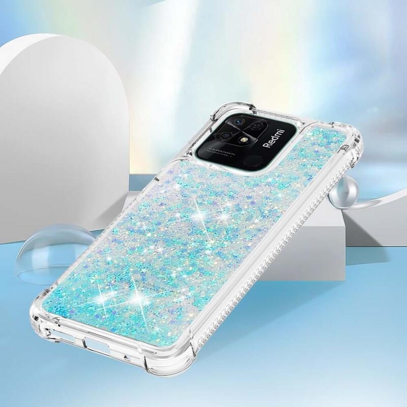 Glitter homokóra zselés tok Xiaomi Redmi 10C - kék/csillagok