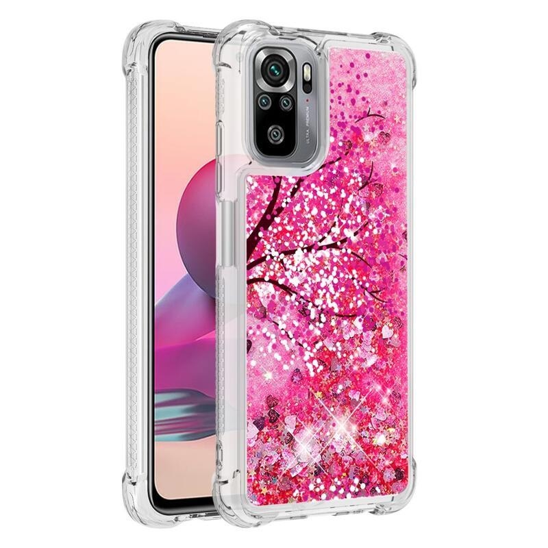 Glitter homokóra zselés tok Xiaomi Redmi Note 10 4G/Redmi Note 10S/Poco M5s - virágzó fa