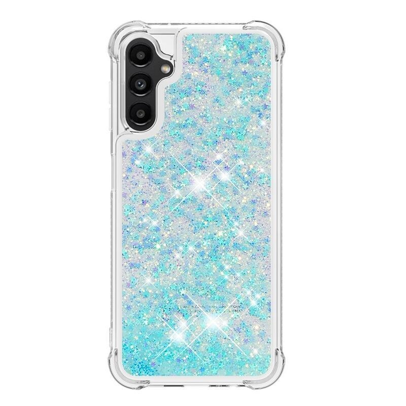 Glitter homokóra zselés tok Samsung Galaxy A14 4G/5G - kék/csillagok