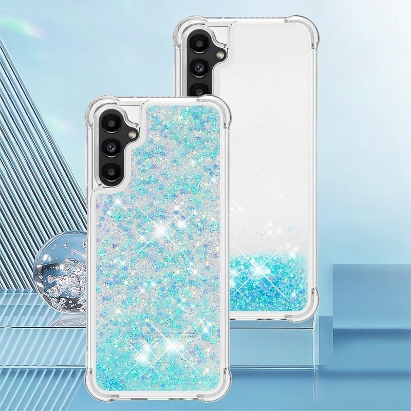 Glitter homokóra zselés tok Samsung Galaxy A14 4G/5G - kék/csillagok