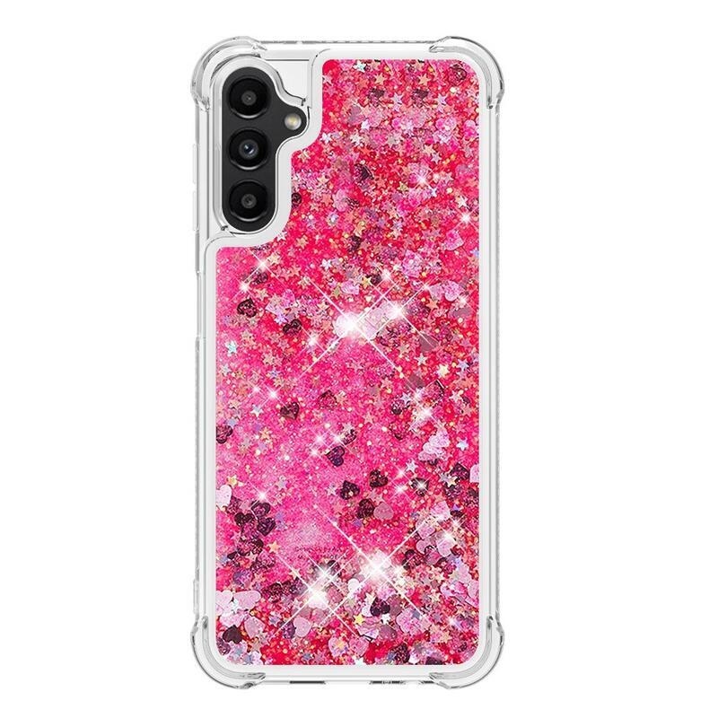 Glitter homokóra zselés tok Samsung Galaxy A14 4G/5G - rózsaszín/szívek