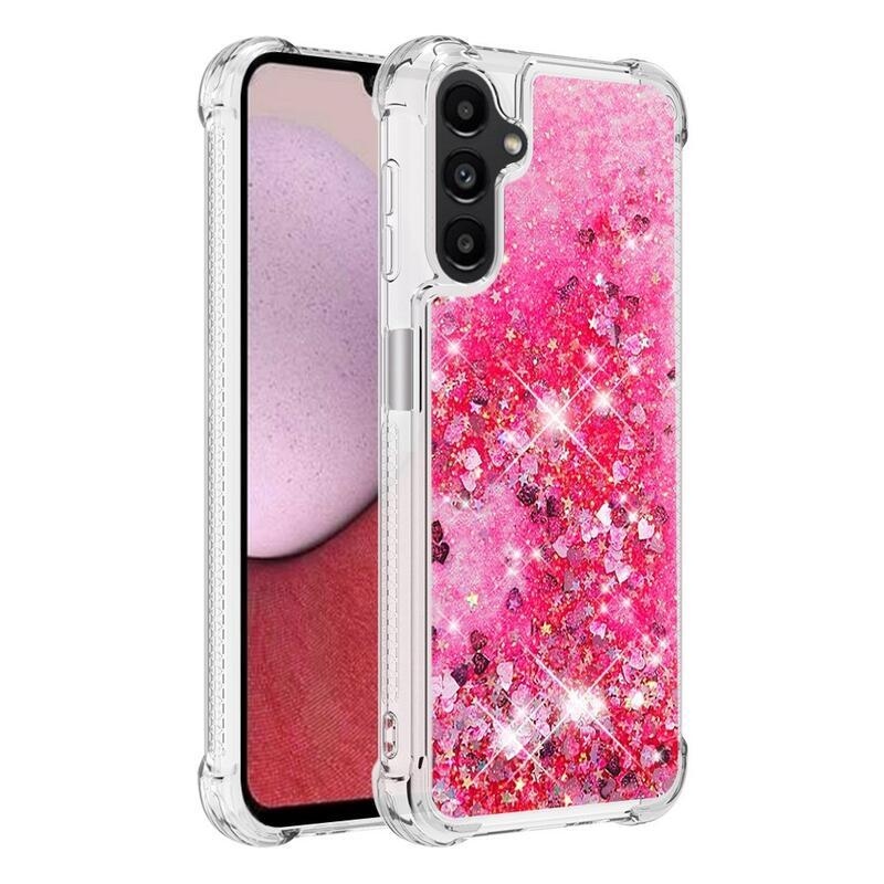 Glitter homokóra zselés tok Samsung Galaxy A14 4G/5G - rózsaszín/szívek