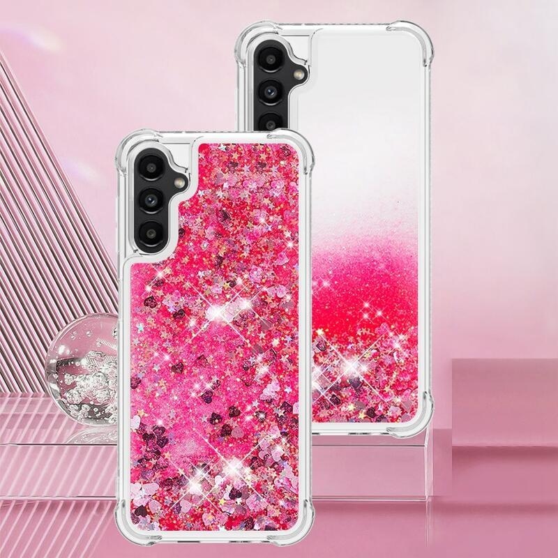 Glitter homokóra zselés tok Samsung Galaxy A14 4G/5G - rózsaszín/szívek