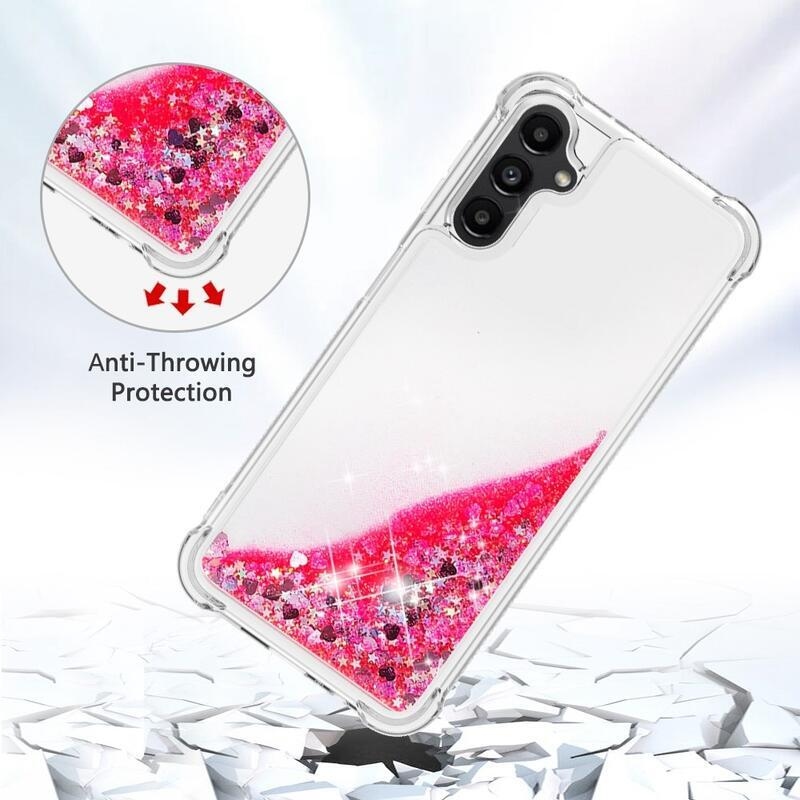 Glitter homokóra zselés tok Samsung Galaxy A14 4G/5G - rózsaszín/szívek